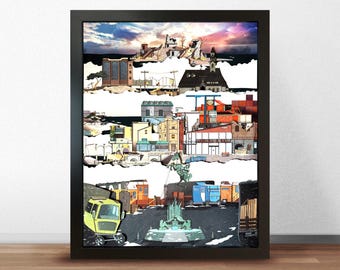 Disco Elysium Shadowbox Art - Revachol - Video Game Decor - Video Game Landscape - Disco Elysium Art - Gamer Gift