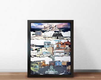 Disco Elysium Shadowbox Art - Revachol - Video Game Decor - Video Game Landscape - Disco Elysium Art - Gamer Gift