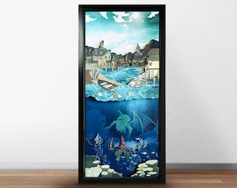 Call of Cthulhu - Shadowbox Art - Hp Lovecraft - Gothic Decor - Diorama Art - Occult Decor - Book Lover Gift - Mixed Media Art - Innsmouth