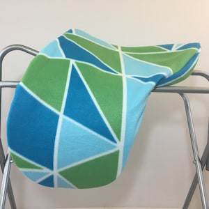 Blue & Green Angles Fleece Saddle Cover for Dressage, All Purpose, Jumping Saddles