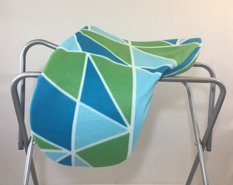 Blue & Green Angles Fleece Saddle Cover for Dressage, All Purpose, Jumping Saddles