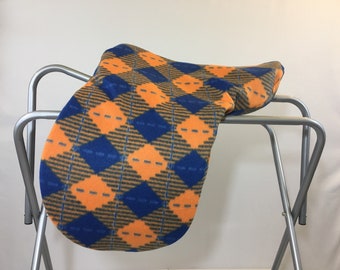 Blue and Orange Plaid Saddle Cover for Dressage, All Purpose, Jumping Saddles