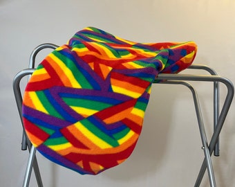 Rainbow Fleece Saddle Cover for Dressage, All Purpose, Jumping Saddles