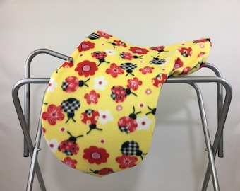 Floral Lady Bug Saddle Cover for Dressage, All Purpose, Jumping Saddles