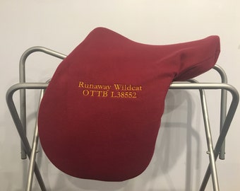 Off Track Thoroughbred Custom Fleece Saddle Cover for Dressage, Jumping, All-Purpose, English Saddles