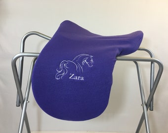 Horse Outline Custom Fleece Saddle Cover for Dressage, Jumping, All-Purpose, English Saddles