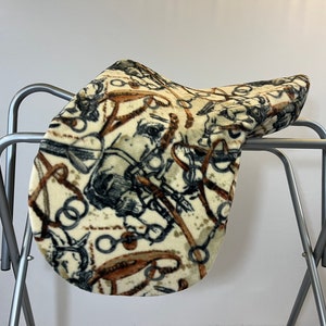 Equestrian Print Fleece Saddle Cover for Dressage, All Purpose, Jumping Saddles