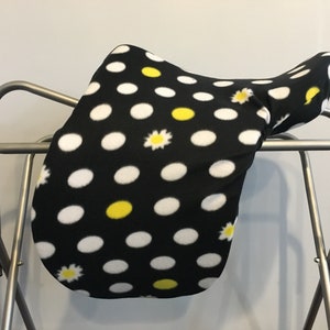 Daisy Polka Dots Fleece Saddle Cover for Dressage, All Purpose, Jumping Saddles