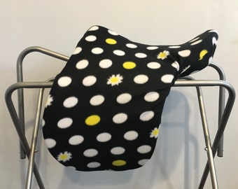 Daisy Polka Dots Fleece Saddle Cover for Dressage, All Purpose, Jumping Saddles