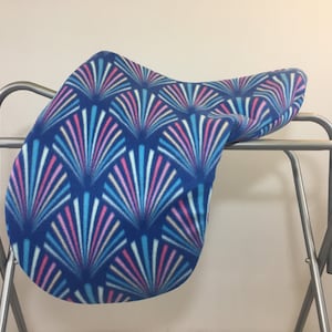 Blue Fans Fleece Saddle Cover for Dressage, All Purpose, Jumping Saddles