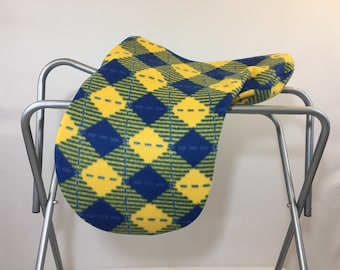 Blue and Yellow Plaid Saddle Cover for Dressage, All Purpose, Jumping Saddles