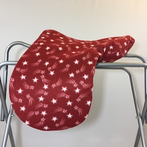 Red Shooting Stars Saddle Cover for Dressage, All Purpose, Jumping Saddles