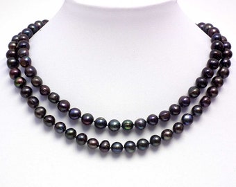 Lovely 41-inch chocolate pearl necklace on sterling silver clasp