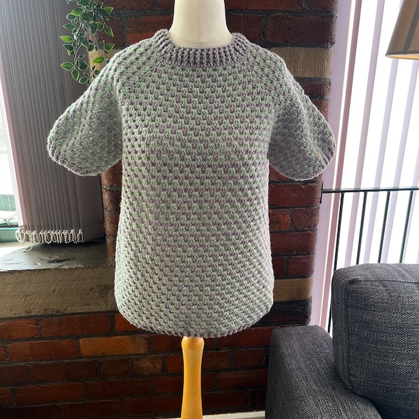 Women’s Short Sleeved, Handmade Crochet Jumper. Handmade jumper, crochet jumper