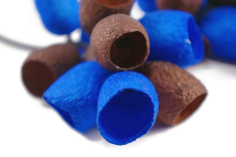 blue brown Silk cocoons necklace silk cocoons jewelry