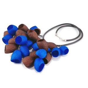 blue brown Silk cocoons necklace silk cocoons jewelry