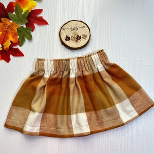 Baby Skirt, Plaid toddler skirt, Autumn / Fall Baby skirt, Cream/Orange Plaid baby skirt, Baby Ruffle waist skirt, Toddler Skirt