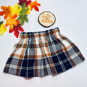 Baby Skirt, Plaid toddler skirt, Autumn / Fall Baby skirt, Cream/Rust/Black Plaid baby skirt, Baby Ruffle waist skirt, Toddler Skirt