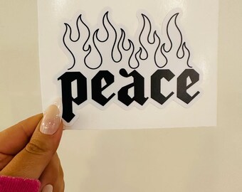 Peace Sign Floral Cute Hippie - 12 Vinyl Sticker Waterproof