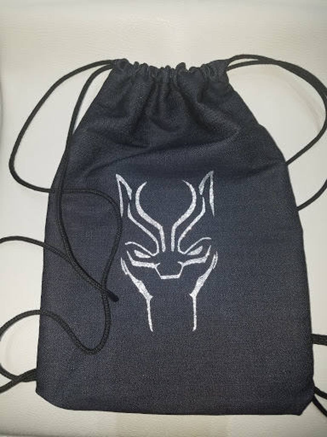 Black Panther Drawstring Backpack Etsy