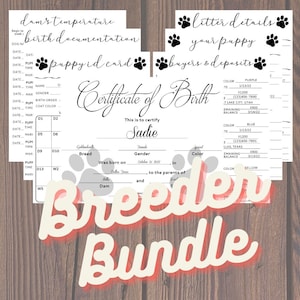 Pfoten Züchter Bundle, Züchter Dokument, Sofortiger digitaler Download, bearbeitbare Vorlage, druckbar, Whelping Records, All in One