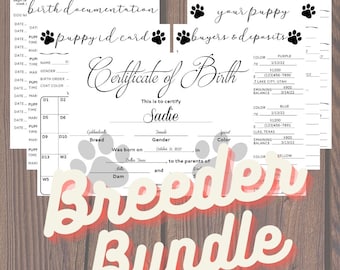 Paws Breeder Bundle, Breeder Document, Instant Digital Download, Editable Template, Printable, Whelping Records, All in One