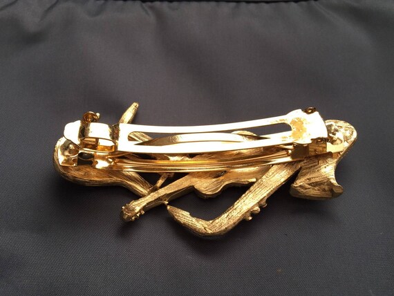 Vintage Made in FRANCE Rhinestone Hair Clip Barrette , Music  display picture 3