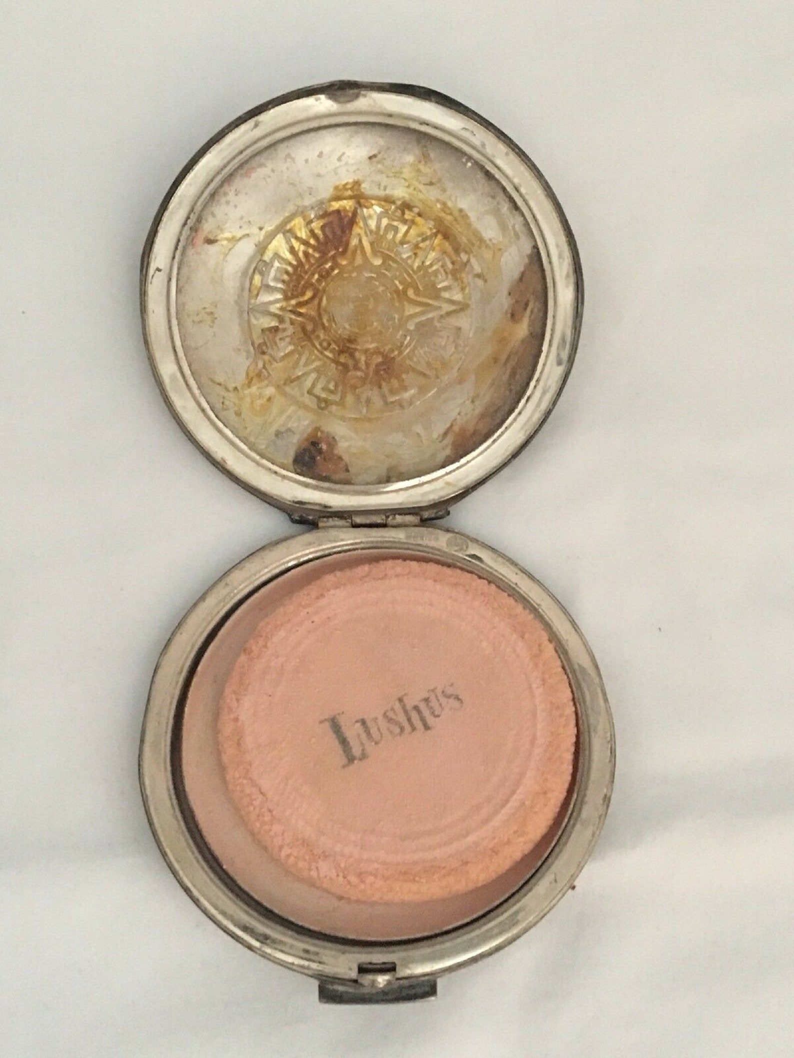 Vintage Mexico Sterling Silver Makeup Powder Compact Aztec Mayan Enamel ...