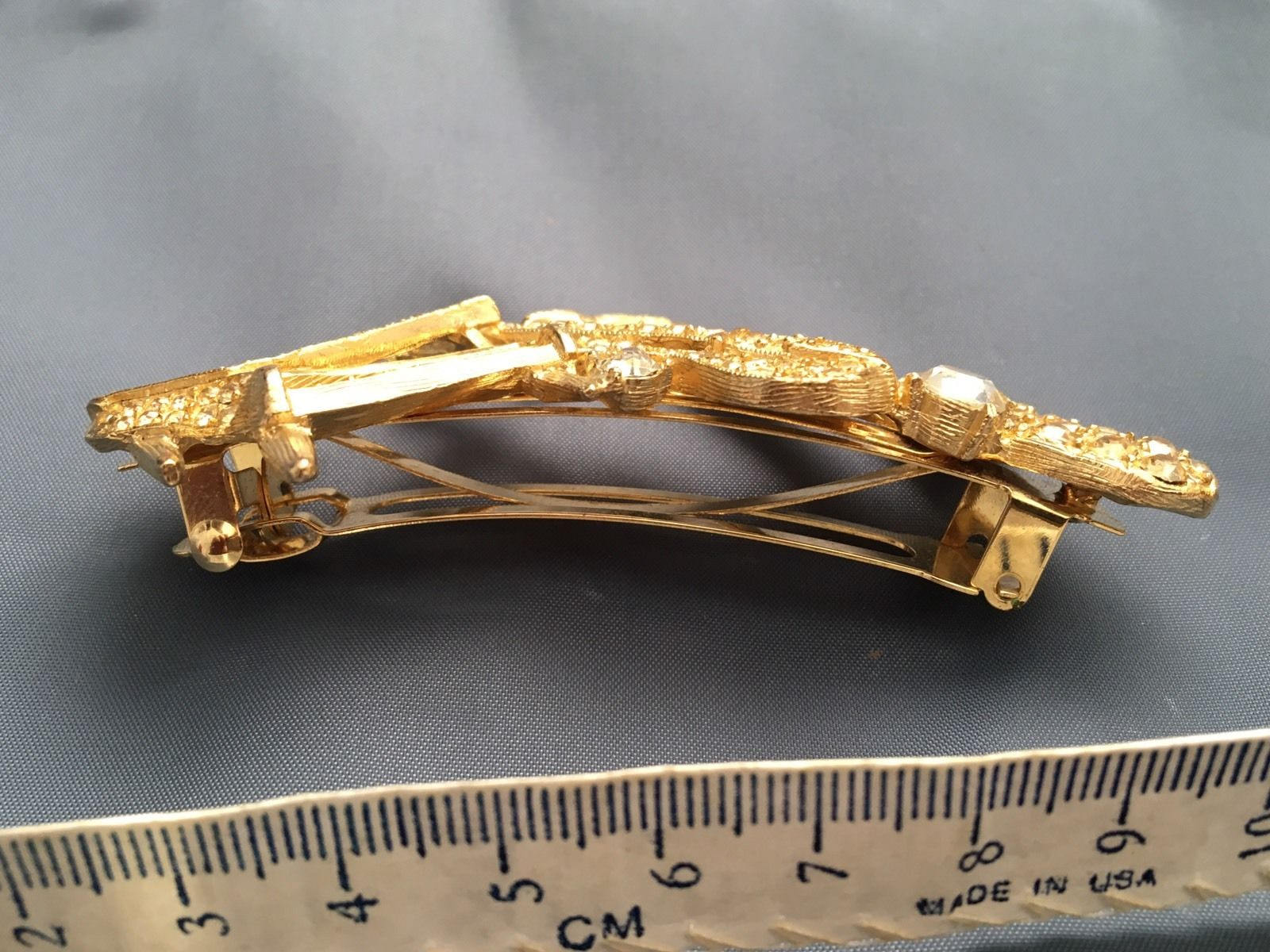 Vintage Made in FRANCE Rhinestone Hair Clip Barrette , Music 