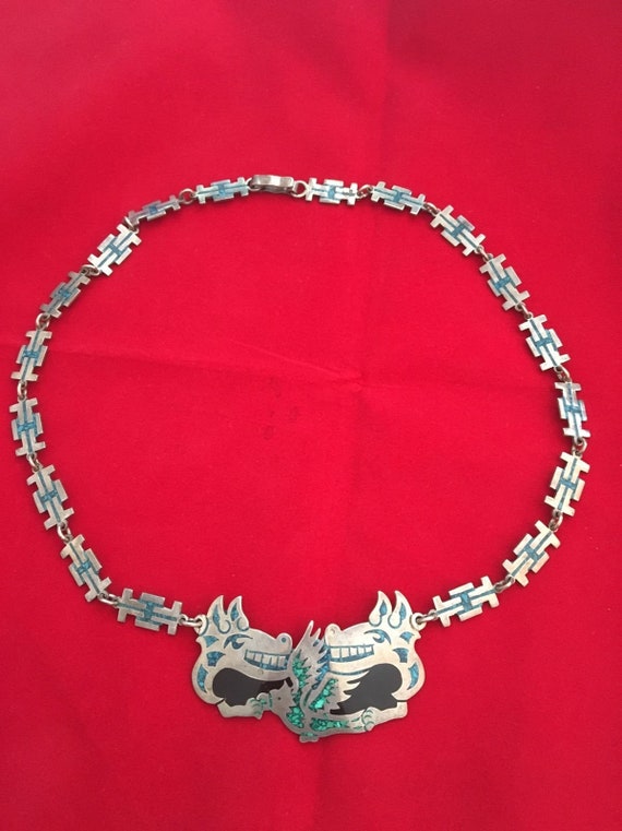 Vintage Taxco Mexico Sterling Silver Necklace Tt -