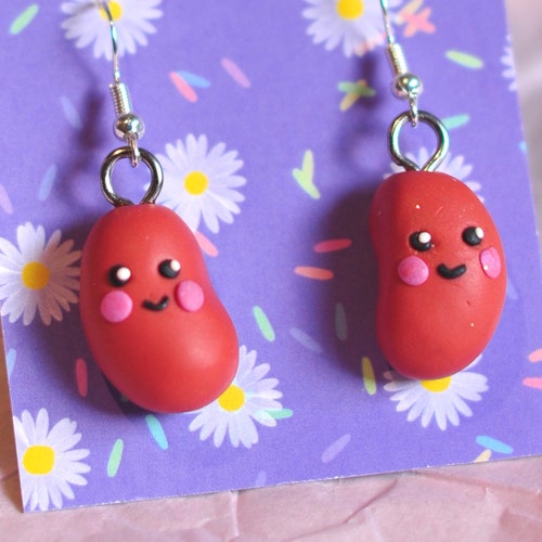 Happy Baked Bean Clay Earring Etsy UK