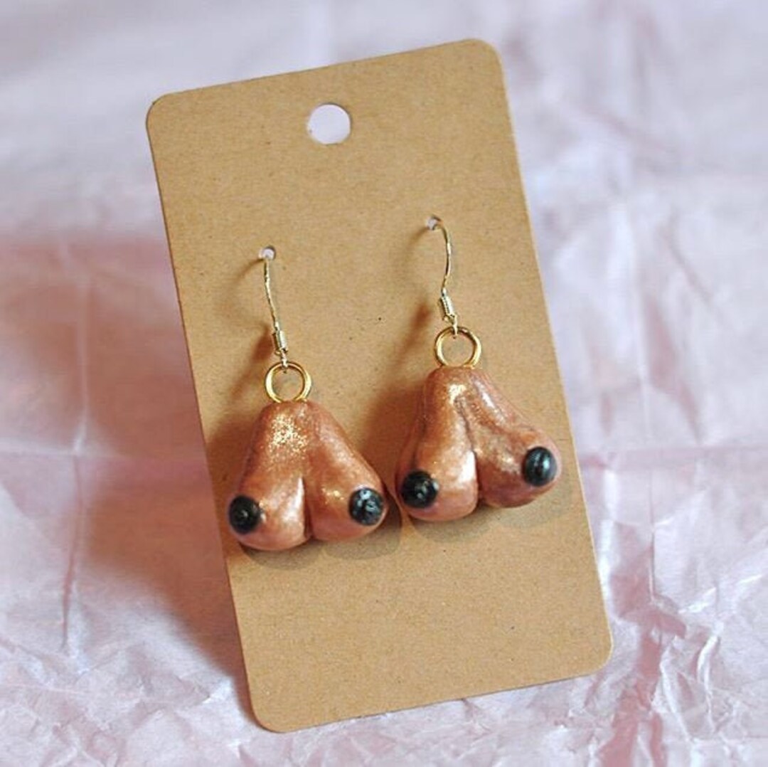 Clay boob earrings deals