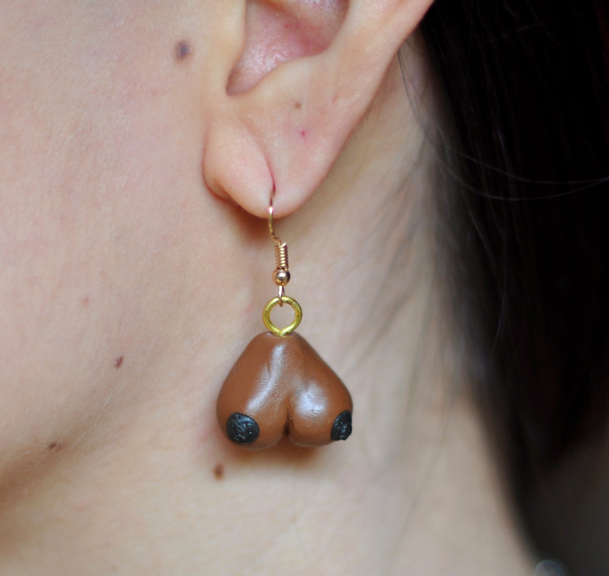Clay boob earrings deals