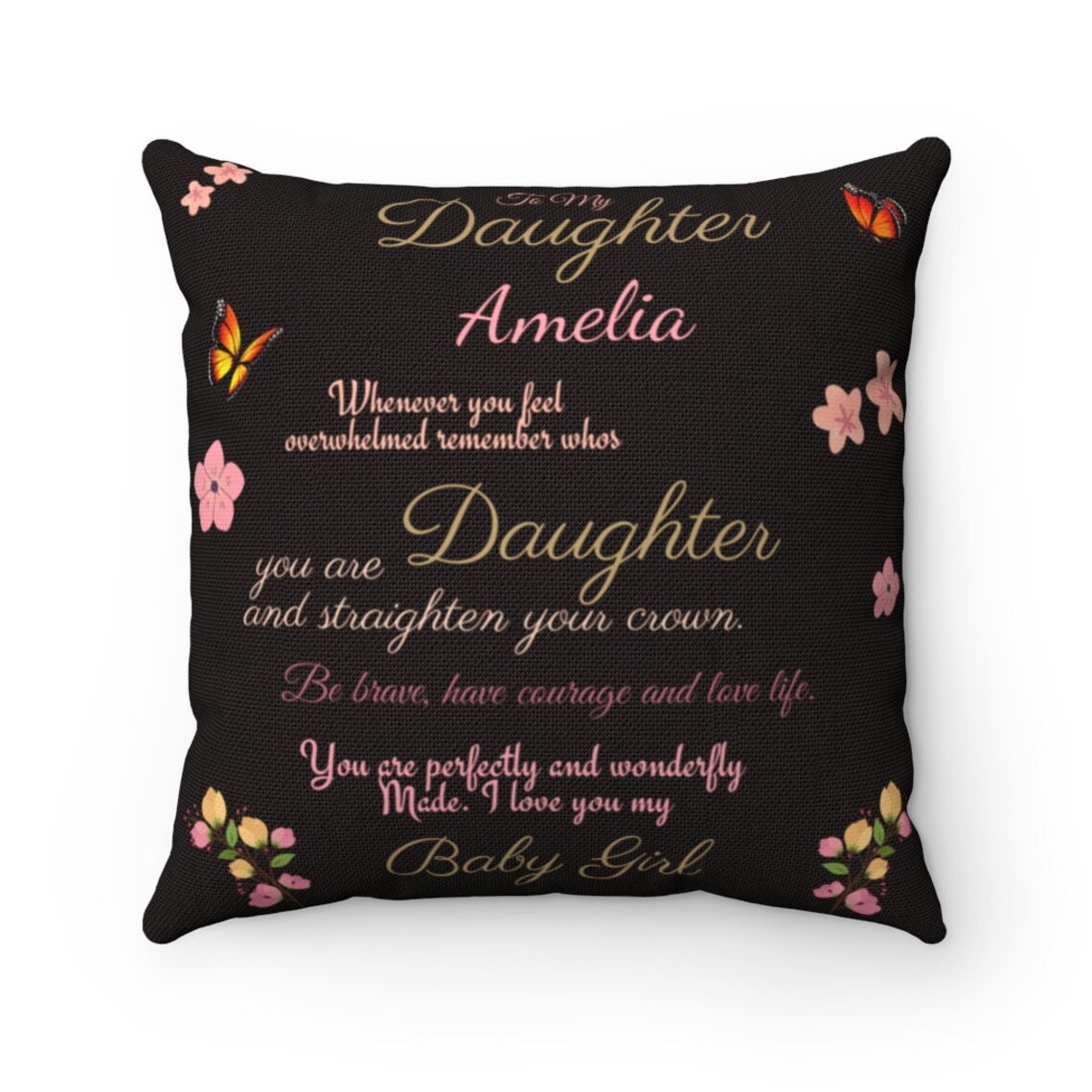 Personalized To My Daughter Polyester Square Throw Pillow | Etsy