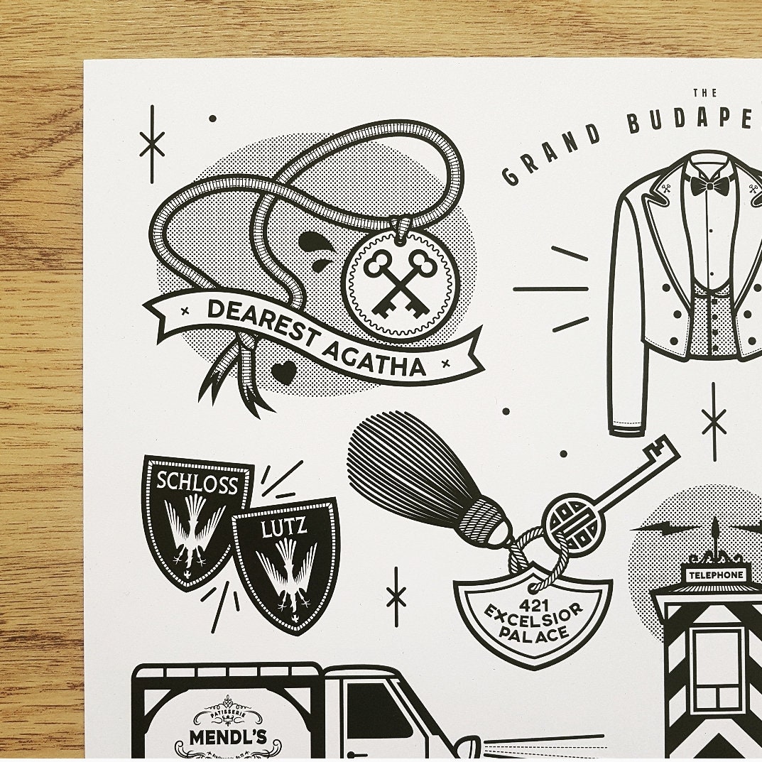 The Grand Budapest Hotel Inspired Tattoo Flash Style Digital Etsy