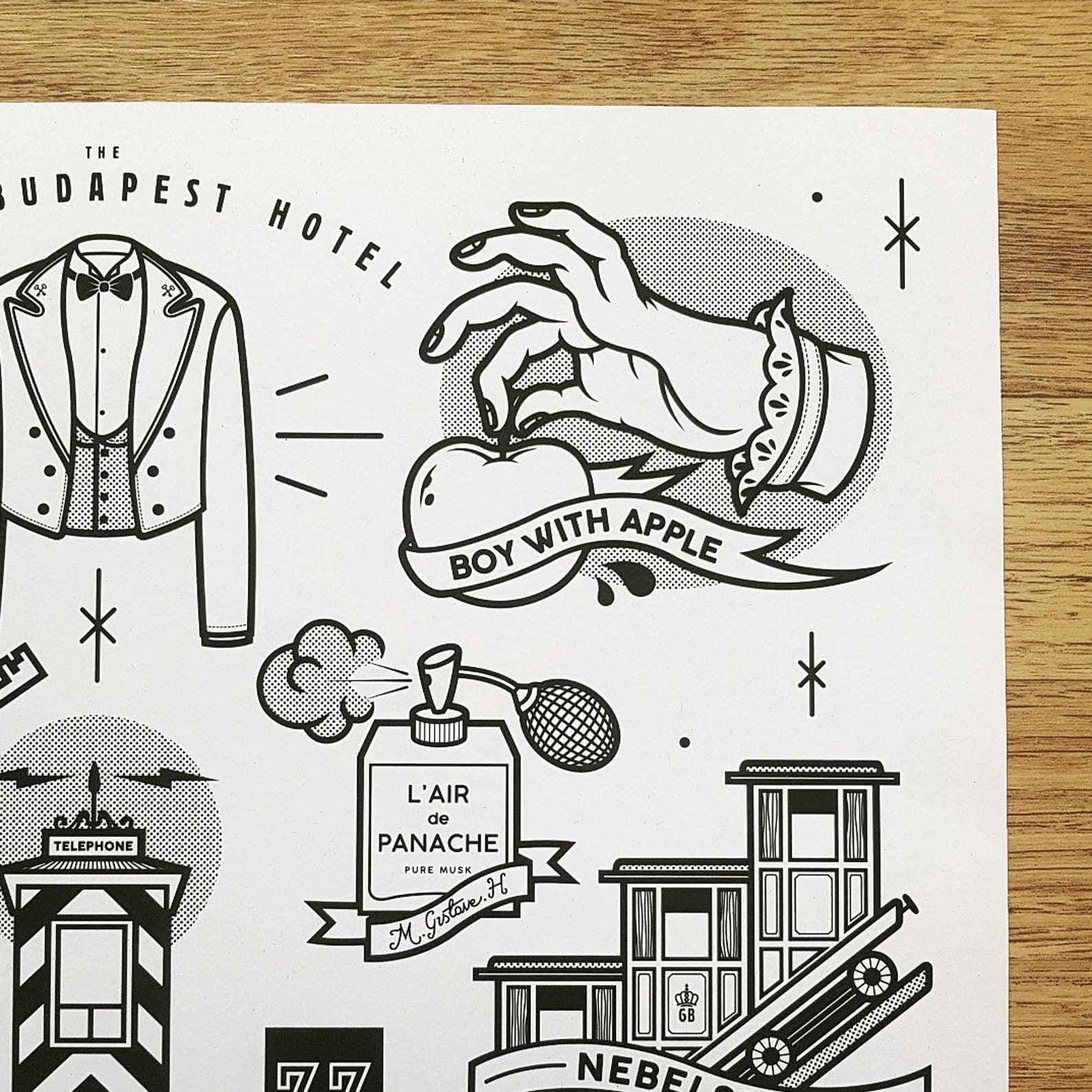 The Grand Budapest Hotel Inspired Tattoo Flash Style Digital Etsy