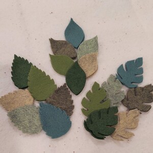 Large leaves set #1, 18 felt leaves, high quality WOOL blend felt, die cut, cut out leaves