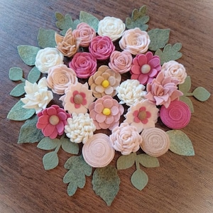 Felt Flower Set: Rosy Blush Wool Blend, DIY Craft Flowers
