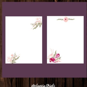 Watercolor Floral Stationery Set: Printable Letter Writing Paper (Digital Download)