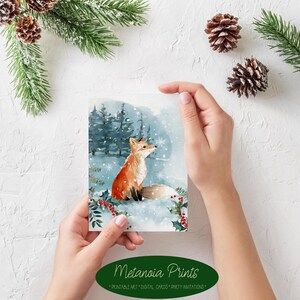 VENTE imprimable renard carte Woodland Animal aquarelle renard carte de voeux imprimable carte de vacances carte de téléchargement numérique instantané