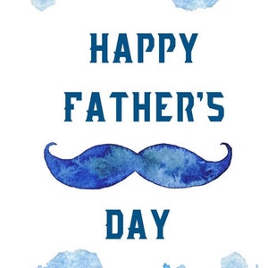 Cartão imprimível feliz do dia dos pais do moderno do bigode | Download Digital Instantâneo | Presente de última hora para o Dia dos Pais | Tema Náutico