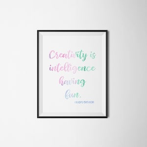 Impression d&#39;art aquarelle citation d&#39;Albert Einstein : créativité (téléchargement numérique)