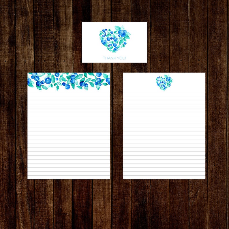 Printable Letter Writing Paper and Card Set Watercolor Etsy