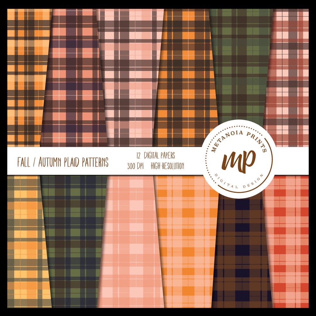 Fall Plaid Digital Paper Pack: Autumn Scrapbook Backgrounds (digital ...