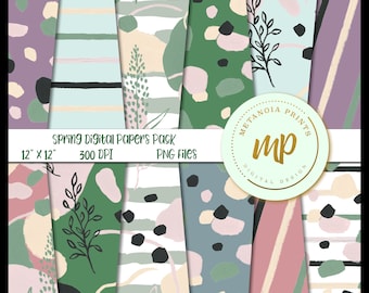 Spring Digital Paper Pack Instant Download Scrapbooking PaperBackground Papel