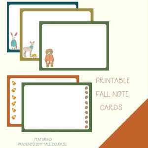 Woodland Animals Notecards: Deer, Bunny, Pumpkins (Digital Download)