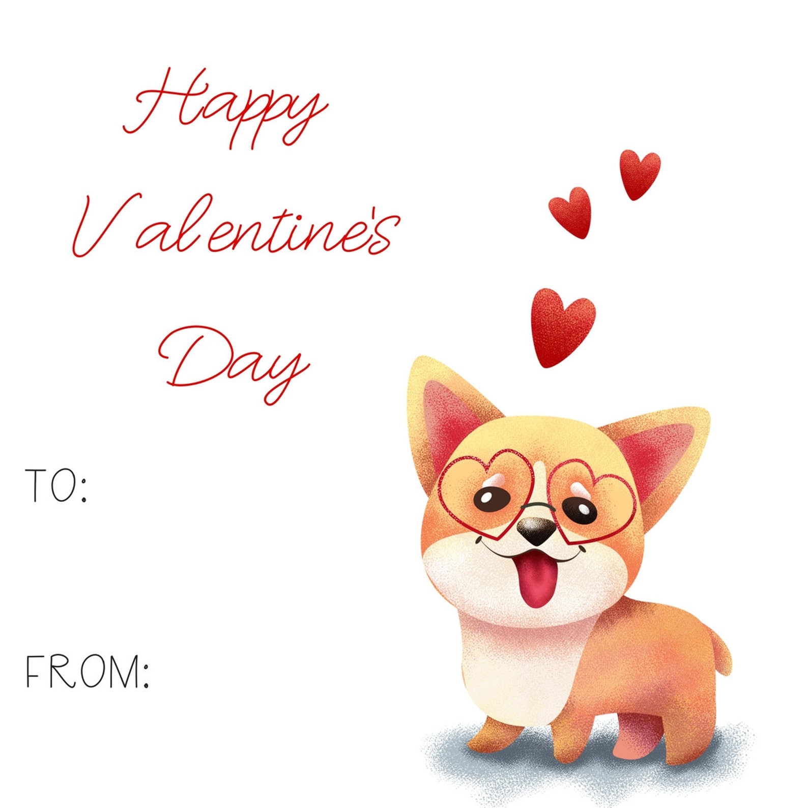 Kids Dog Happy Valentines Printable Cards Set of 4 Instant | Etsy
