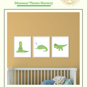 Dinosaur Decor Nursery Wall Art Digital Download Printable Art Set of 3 Digital Prints Baby Boy Baby Shower Gift Downloadable Prints