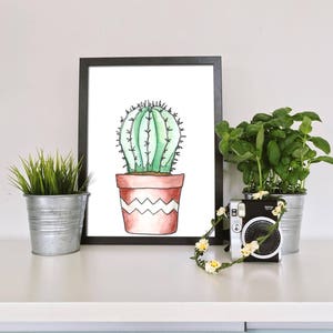 Cactus Wall Art Printable | Instant Digital Download Art |  Illustration Print |  Cubicle Decor | Cactus Gift Idea