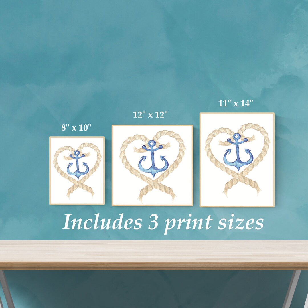 Printable Wall Art Nautical Anchor Rope Heart Digital Print - Etsy